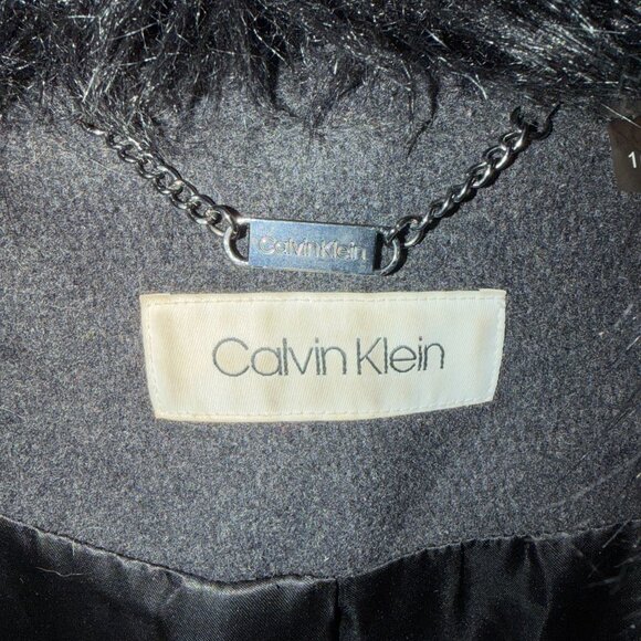 Calvin Klein Faux-Fur-Collar Coat | Size 16 - Picture 2 of 9